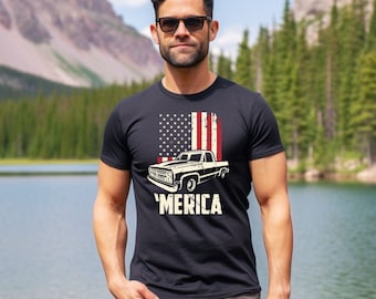 1985 Square Body Chevy C10 - K10 Truck T-Shirt &#39;Merica Gift for Dad