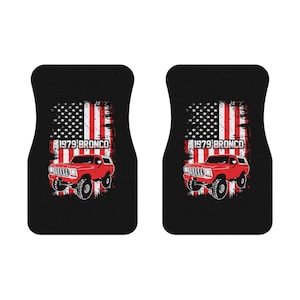 1979 Ford Bronco 4X4 Floor Mats | Custom Front Truck Mats | Gift for Dad, Husband, Mechanic | Vintage Off-Road Bronco Accessory Set of 2PCS