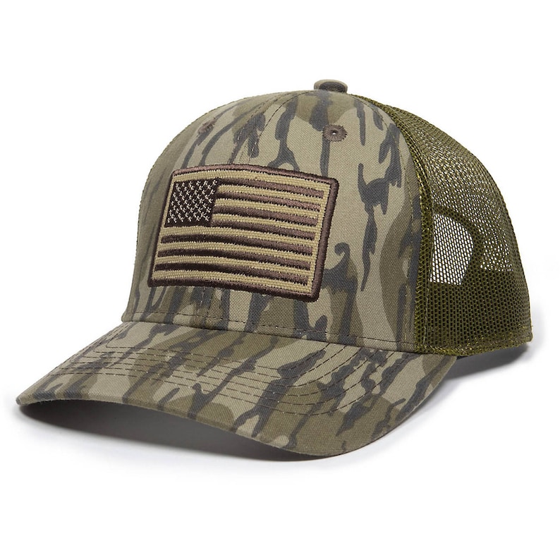 Men's Mossy Oak America Logo Hunting Cap USA Flag Hat | Etsy