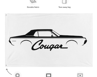 1967 Mercury Cougar Wall Flag, Garage Art
