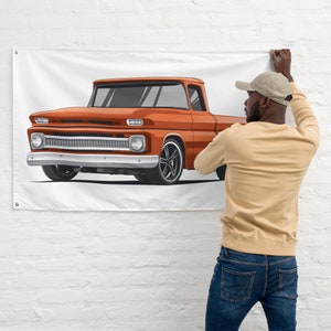 Vintage 1962 Chevy C10 Squarebody Flag: Unique Garage Decor for Men, Gift for Dad, Gift for Husband