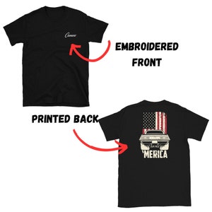Classic Cool: 1969 Camaro Shirt with Embroidered Detail, Embroidered Front Printed Back