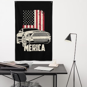 Rev up the Garage with 2008-2010 Mustang Shelby GT500 Flag Art - Perfect Gift for Car Lovers!
