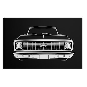 Vintage Chevy C10 Pickup Truck Canvas Wall Art | CANLA15 Deluxe Landscape | 1.5in Framed Print | Classic Chevy Garage Decor