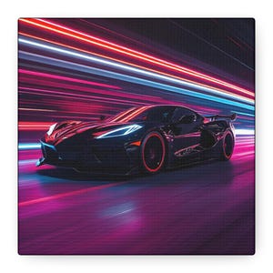 Canvas Print, Chevy Corvette Art, Man Cave Decor, Garage Wall Art, Father's Day Gift, Husband Gift, Sports Car Wall Decor