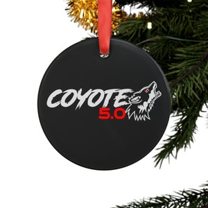 Coyote 5.0 Mustang Acrylic Ornament with Ribbon, Classic Car Xmas tree decoration, Vintage Car Ornament, Printed on Both Sides