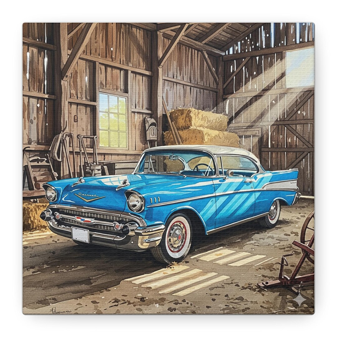 CHEVROLET BELAIR 1958 GICLEE CANVAS ART PRINT POSTER main image 0