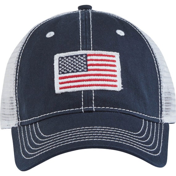 Men's American Flag Trucker Hat 100% Cotton Trucker USA | Etsy