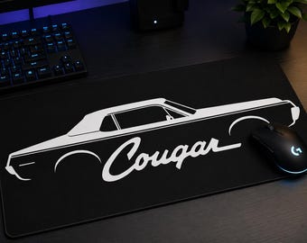 Vintage Cougar Car Large Gaming Mouse Pad – Retro Desk Mat Accessories