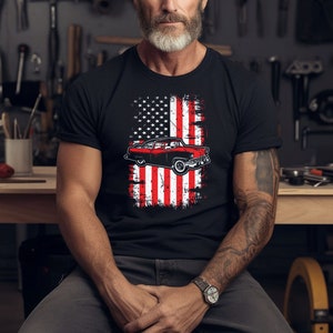 1955-56 Ford Fairlane Shirt | Classic Car T-Shirt for Men | Hot Rod Graphic Tee | Gift for Dad or Husband | Flag USA Style