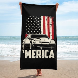 Mustang Foxbody 5.0 Custom Beach Towel, Gift for Dad, Gift for Husband, Size 30X60