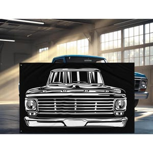 1967-72 Ford F-100 F100 Pickup Truck Classic Design Flag Garage Wall Banner - Gift for Dad, Gift for Husband, Man Cave Art, F100 Gift