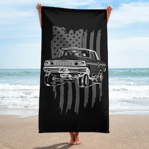 Rev Up His Beach Days: 1964 Fairlane Thunderbolt Custom Towel 30x60, Gift for Dad, Gift for Husband