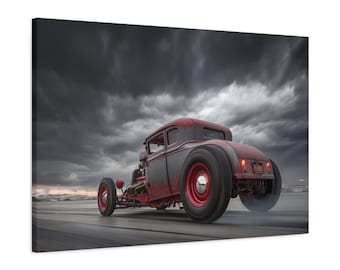 1930 Ford Model A Hot Rod Canvas Art, Vintage Garage Decor