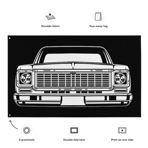 1973 Chevy C/K 10 Series Truck Square Body Flag Garage Decor Banner Wall Art New, Gift for Dad