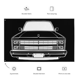 1986 Chevy Silverado C10 Pickup, Square-body Truck Black Flag, Gift for Dad, Gift for Husband