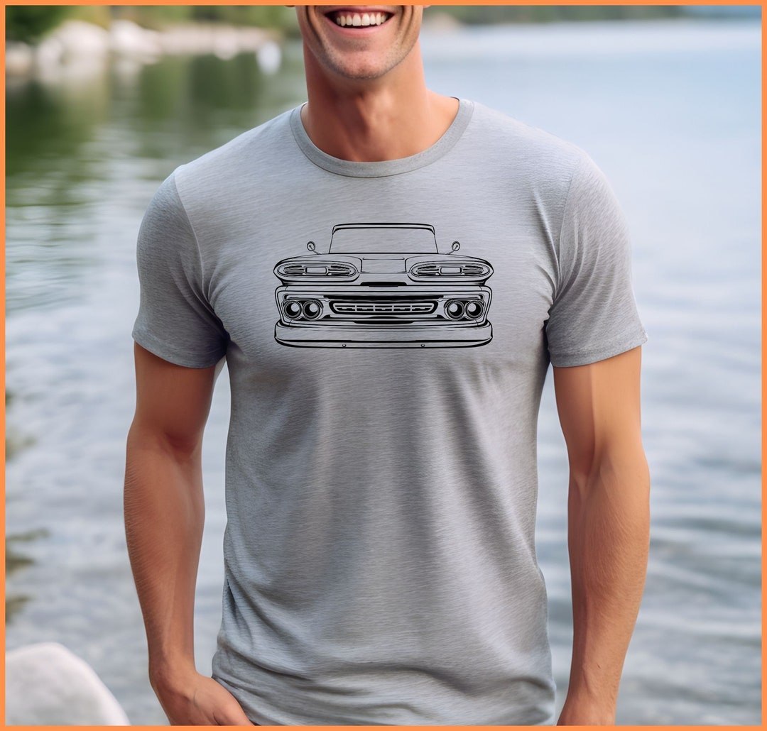 1961 Chevy C10 Antique Pickup Truck T-Shirt - Vintage Classic Car Tee, Unisex Black Short-Sleeve