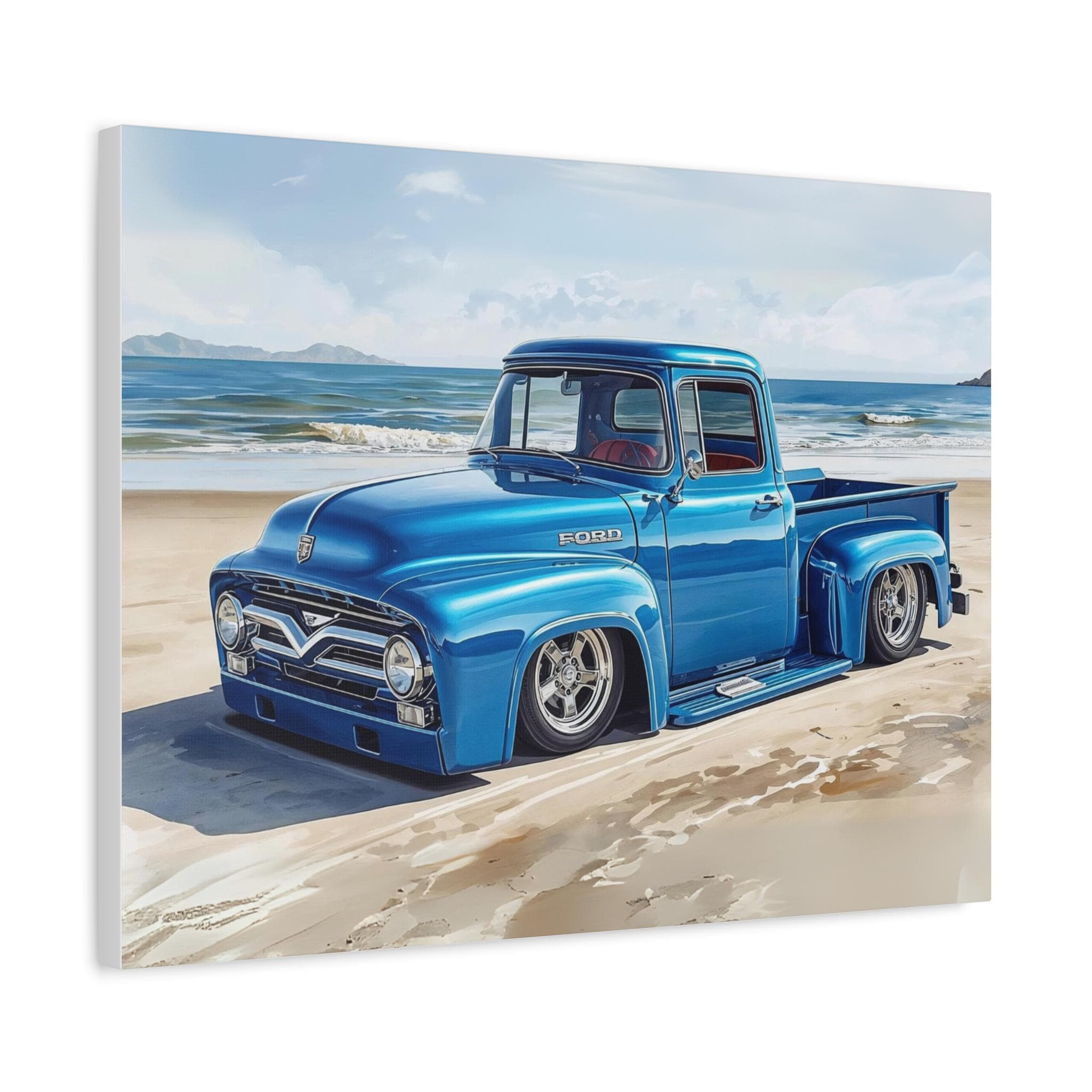 美品 引き取り歓迎 ヴィンテージ フォードトラックテールゲートFordシボレー 1956年式フォードトラックのキャンバスウォールアート、ヴィンテージ