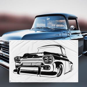 1959 Chevy Truck, Apache, Fleetside Custom Flag, 59 Chevy art, Wall art, Garage Art, Gift for him, Gift for Dad, Garage Decor