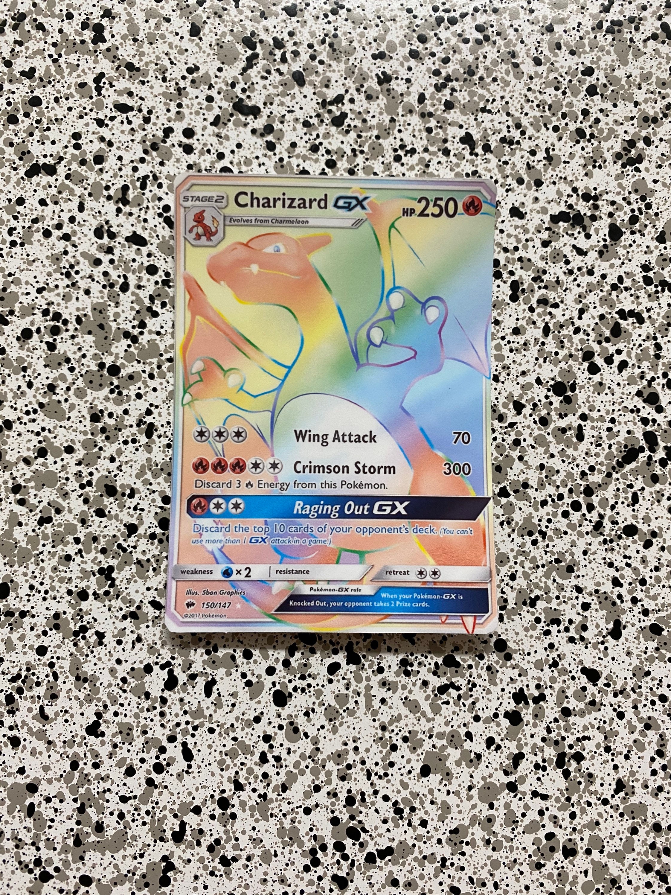 Charizard Gx Rainbow Rare Sticker Etsy Nederland