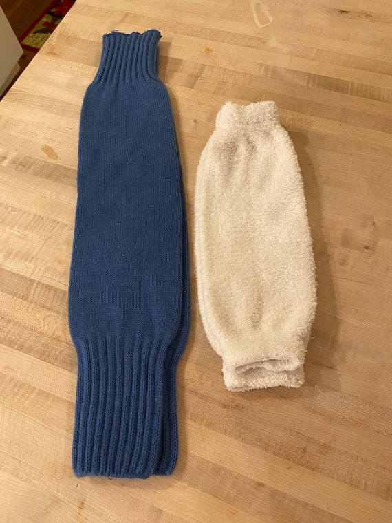 Vintage 1980’s Leg Warmers/ 2 Pair/ Blue Knit/ Off
