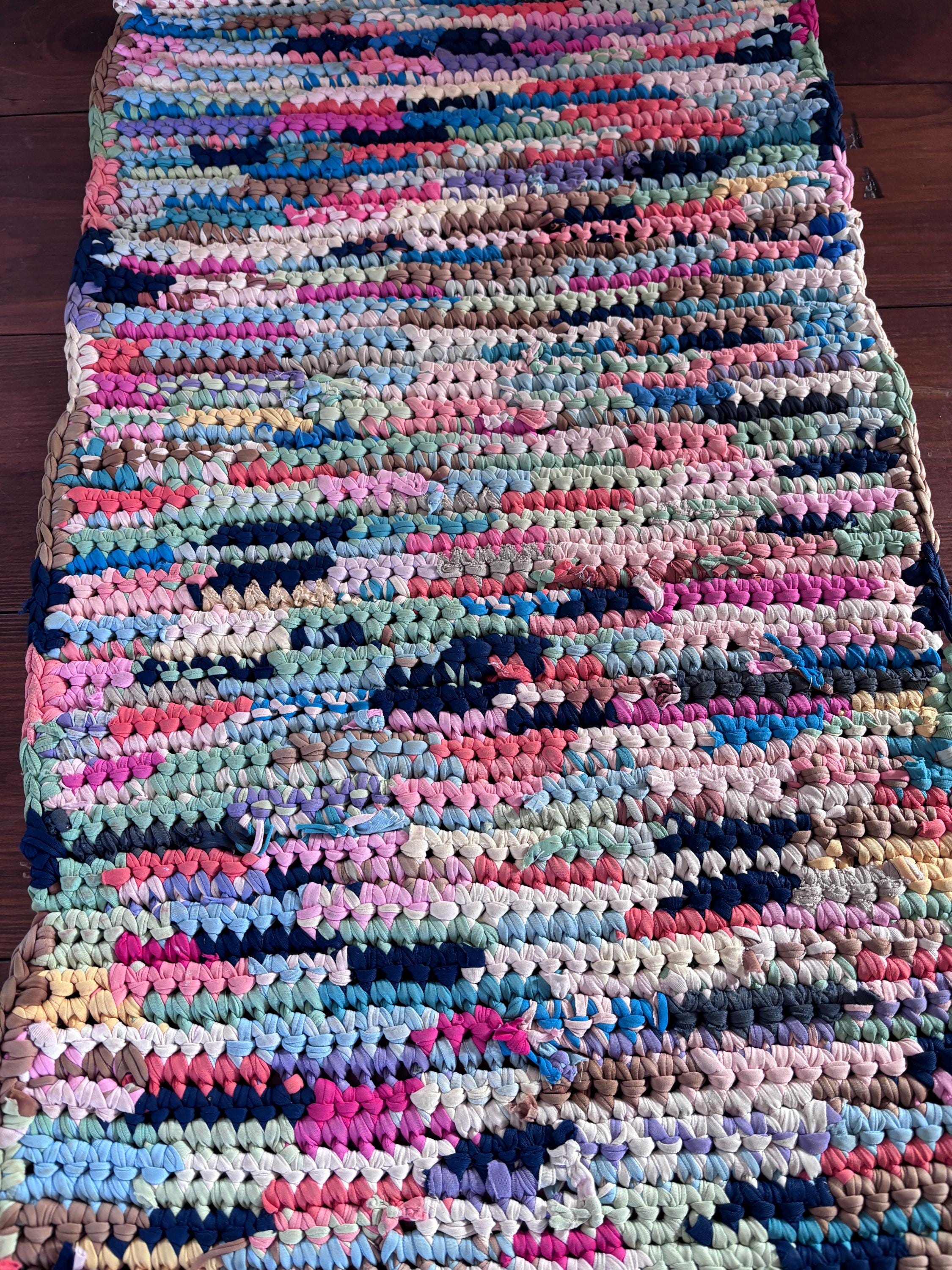 Vintage Multi Colored Knotted Rag Rug Runner/ 52” X 18”/ Handmade - Etsy