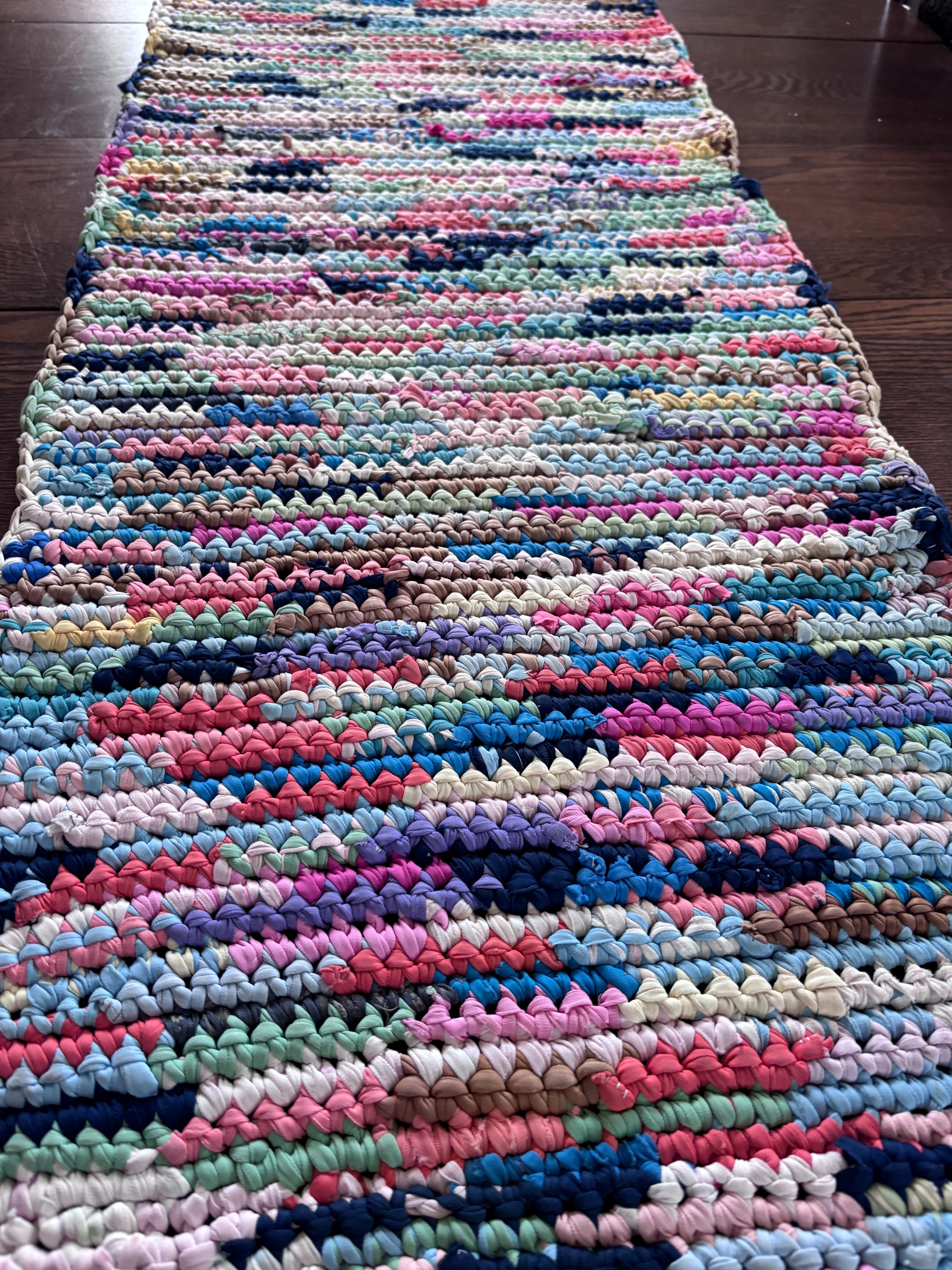 Vintage Multi Colored Knotted Rag Rug Runner/ 52” X 18”/ Handmade - Etsy
