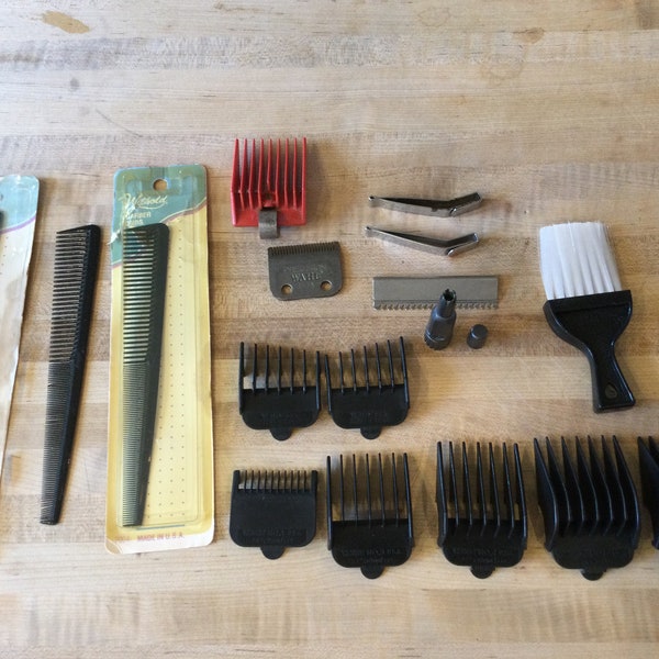 Assortment Vintage Grooming/ Wahl Guard Combs/ Nose Ear Hair Trimmer/ Barber Combs