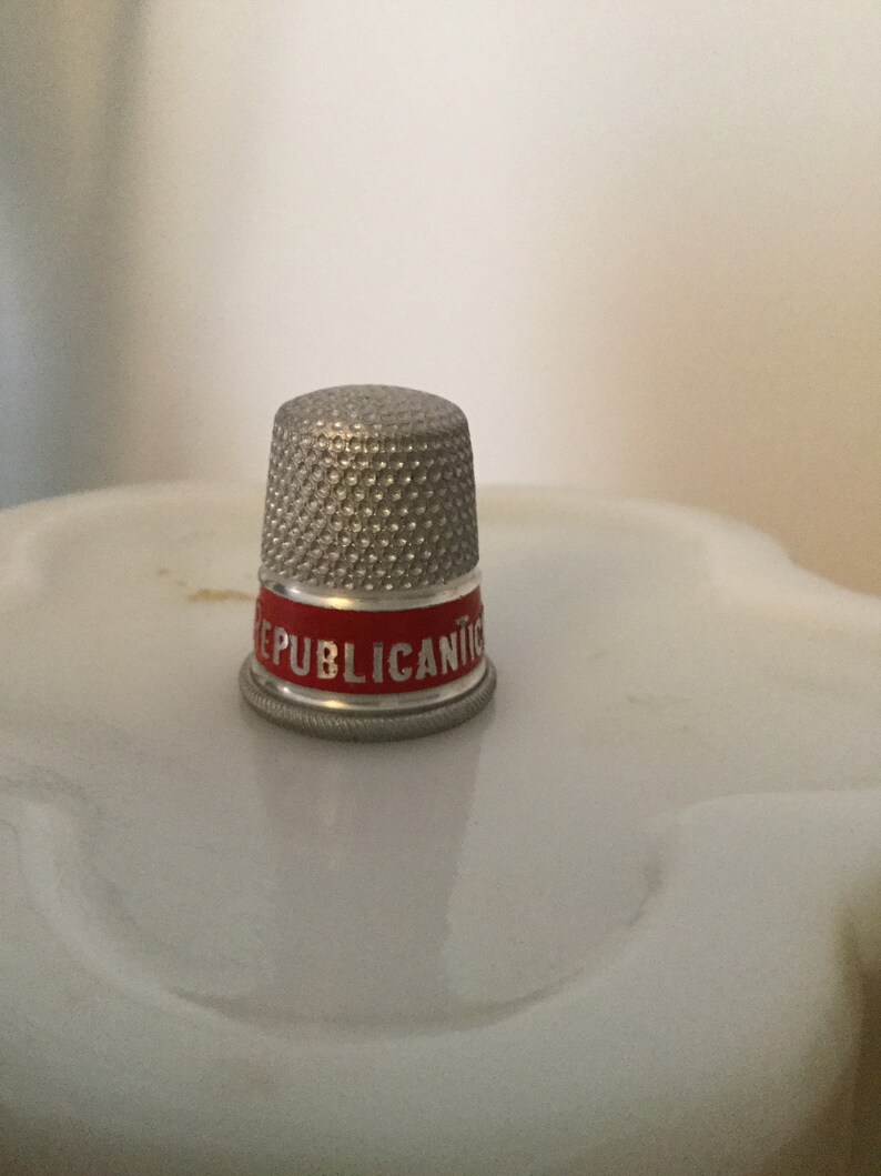 Vintage aluminum political campaign thimble Vote the straight Etsy
