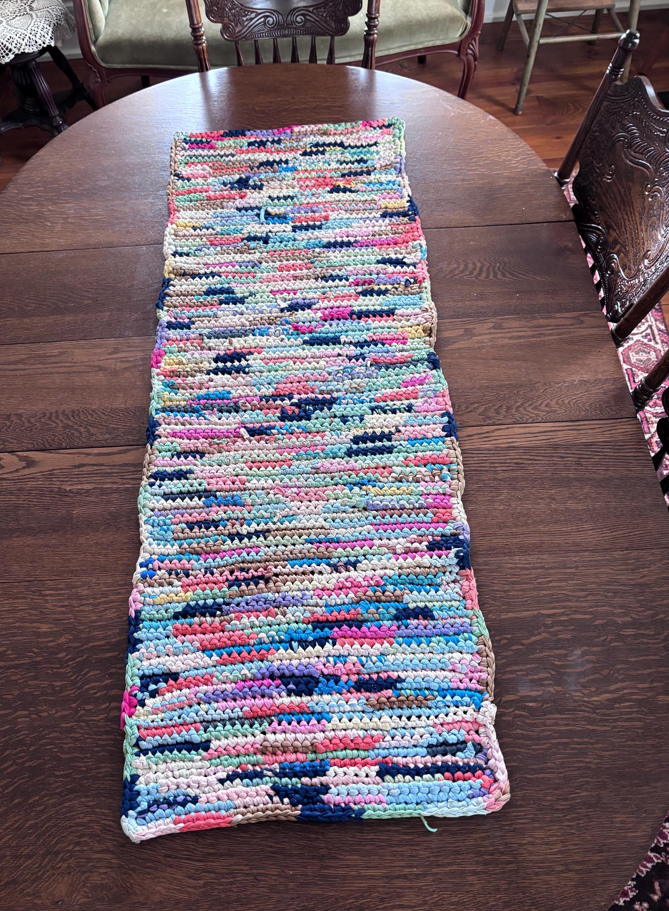 Vintage Multi Colored Knotted Rag Rug Runner/ 52” X 18”/ Handmade - Etsy