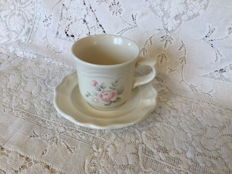 Pfaltzgraff Tea Cups/ Tea Rose/ Set of 4/ Stoneware image 4