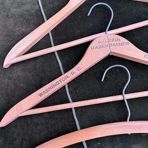 Vintage Wooden Clothes Hangers Assortment/ Group of 3/Advertisement/Haberdasher
