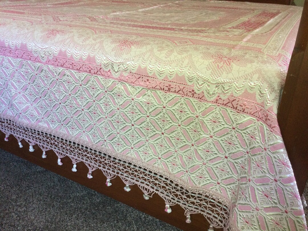 Vintage Brocade Double Bedspread/ Made in Italy/ Pink Cream Etsy