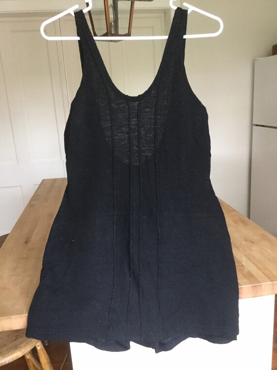 Antique Victorian Black Wool Knit Swimsuit, Early