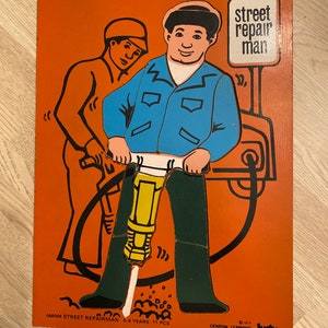 Vintage Judy Company Wood Puzzle 1974/ Street Repair Man