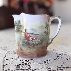 Antique Royal Bayreuth Tapestry Creamer: Bavarian Pheasant Pitcher