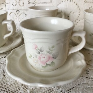 Pfaltzgraff Tea Cups/ Tea Rose/ Set of 4/ Stoneware