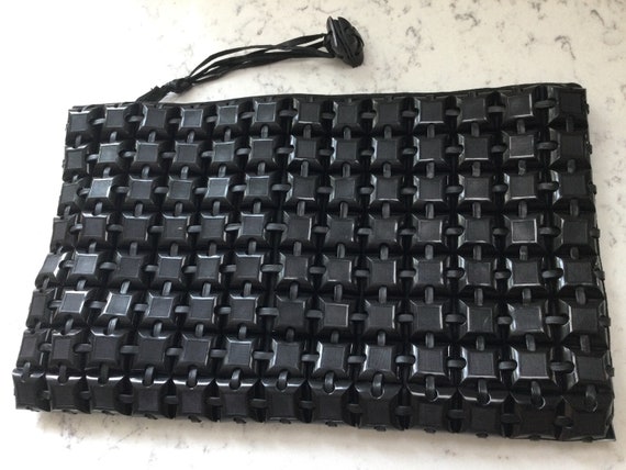Vintage 1940’s PlasticFlex Black Tile Clutch Purse