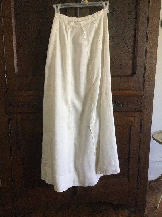 Antique Cotton/Linen White Long Skirt Edwardian/ G