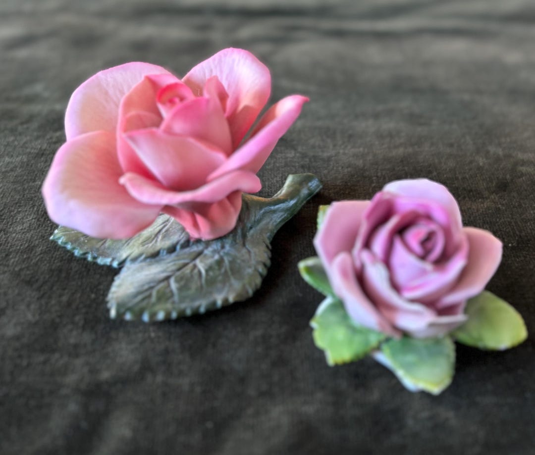 イタリア製 NAPOLEON ポーセリン ローズ フラワー フィギュリン　7点 Vintage Porcelain Rose Figurines: Napoleon Italy & KSK Germany