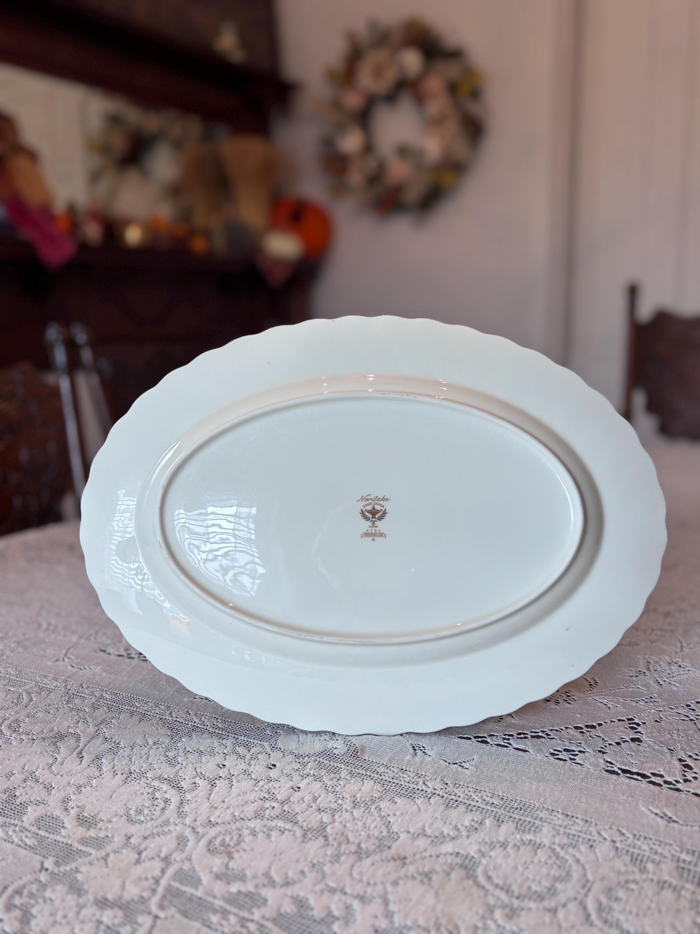 Vintage Noritake Brookhollow Platter, Ivory Bone China With