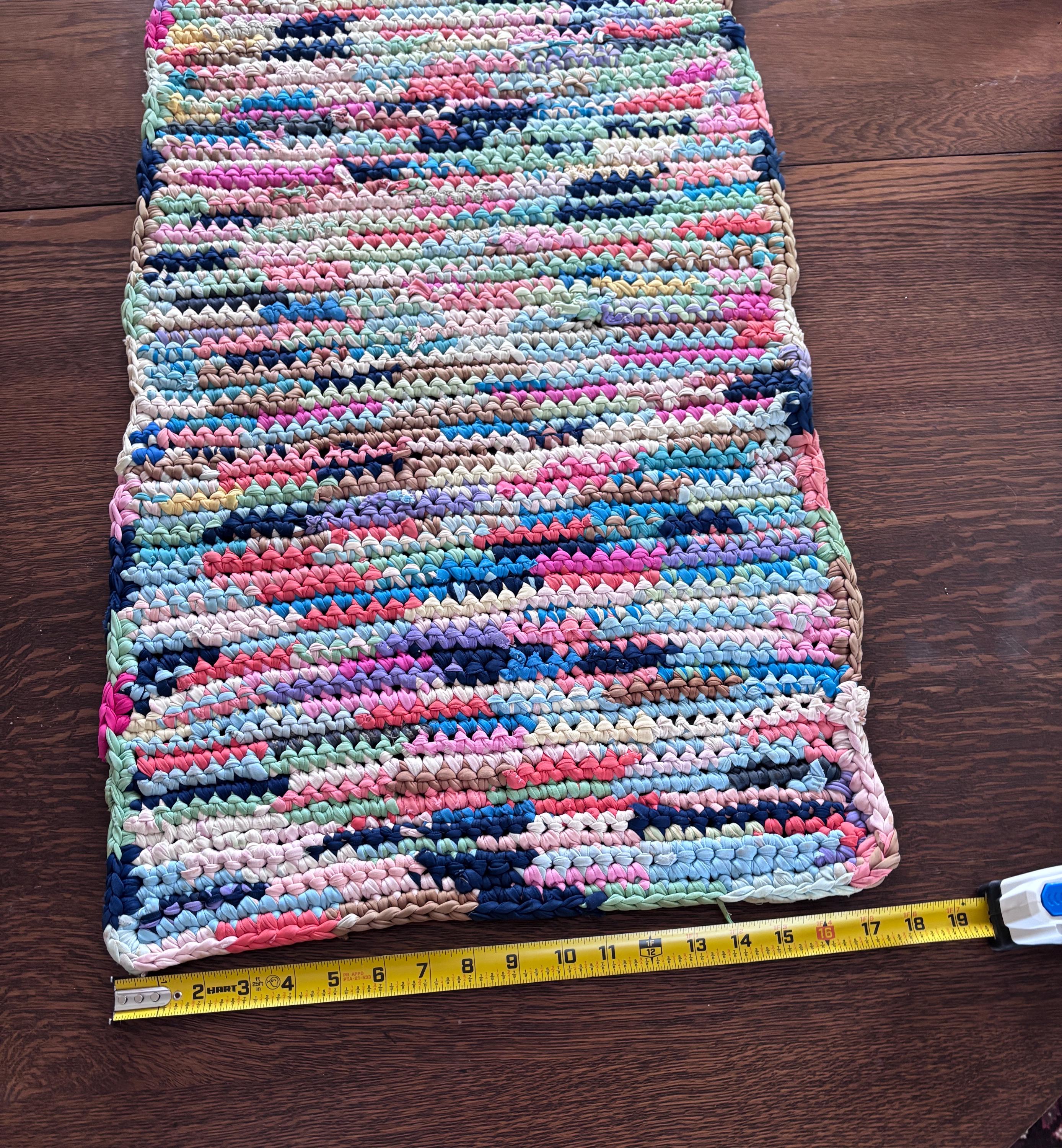 Vintage Multi Colored Knotted Rag Rug Runner/ 52” X 18”/ Handmade - Etsy