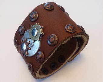 Leather Cuff Steampunk Bracelet