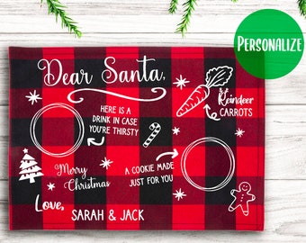 Small Wall Hanging Mini Placemats Centerpiece Santa Snack Mat for Christmas Eve Milk and Cookies Snack Mats