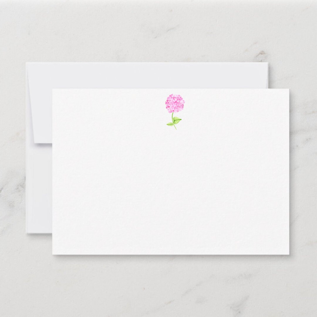 Pink Hydrangea Stationery Set | Hydrangea Notecard Set | Floral ...