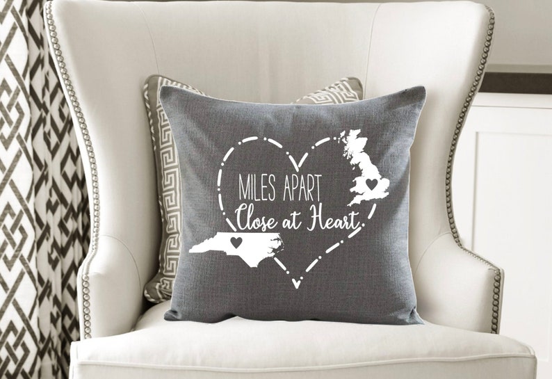 ORIGINAL Miles Apart Close at Heart Custom Pillow,Reunion Gift, Friend Gift, Mother's Day Gift, Father's Day Gift,Christmas Gift,Family Gift