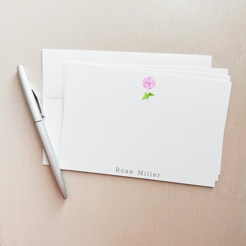 Personalized Hydrangea Stationery Set | Custom Notecard Set ...