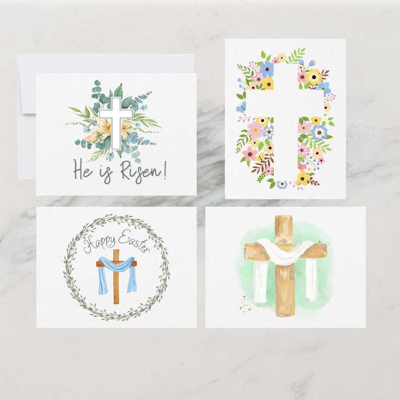 Greeting Card Set Easter Cross Cards Easter Card Set Easter Cards Greeting Card Easter Card Pack Blank Cards Handmade Cards image 1