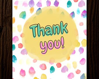 Thank You Postcard, Instant Download Thank You Card, Printable Thank ...