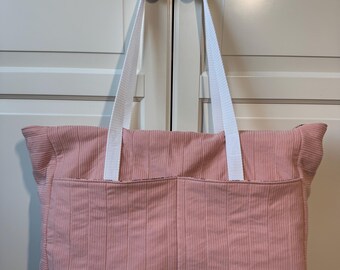 Handmade Diaper Bag with Exterior Pockets | Large Baby Tote | Machine Washable | 17x6x12